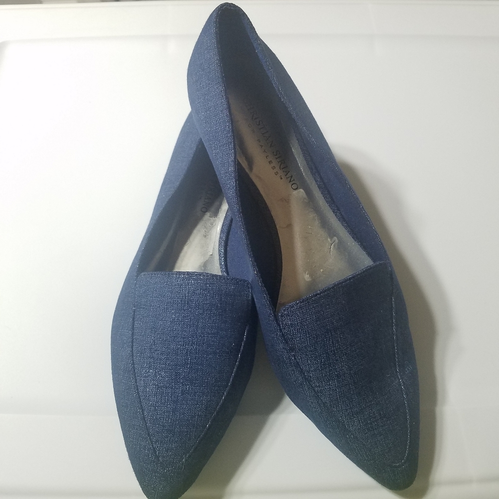 Women's Metallic Blue Pointed Flats - NEW - 8.5